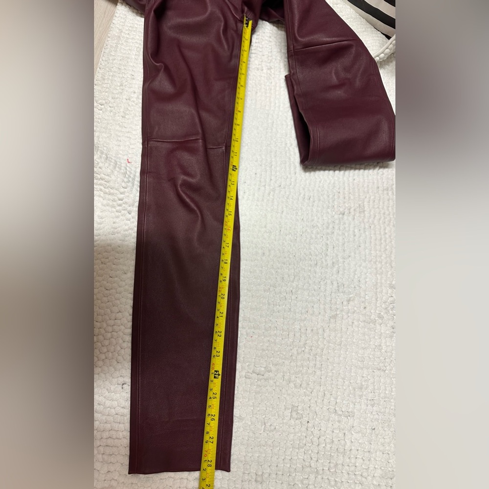 $990 Theory leather leggings jeggings skinny pants burgundy size 0 - Picture 16 of 16